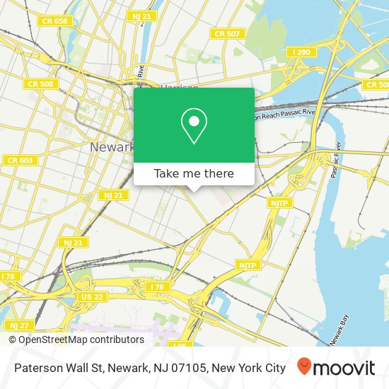 Mapa de Paterson Wall St, Newark, NJ 07105