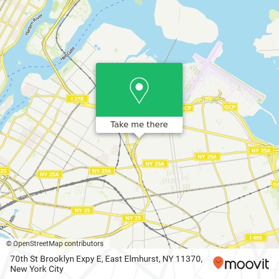 Mapa de 70th St Brooklyn Expy E, East Elmhurst, NY 11370