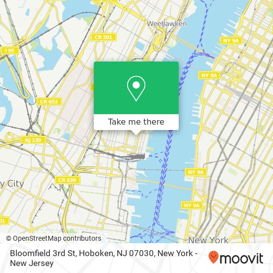 Mapa de Bloomfield 3rd St, Hoboken, NJ 07030