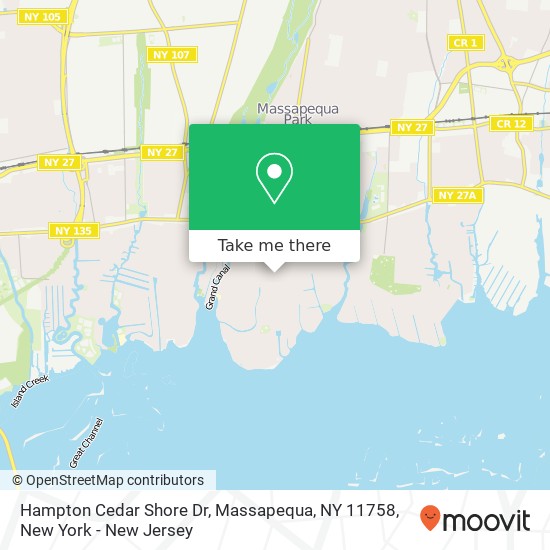 Mapa de Hampton Cedar Shore Dr, Massapequa, NY 11758