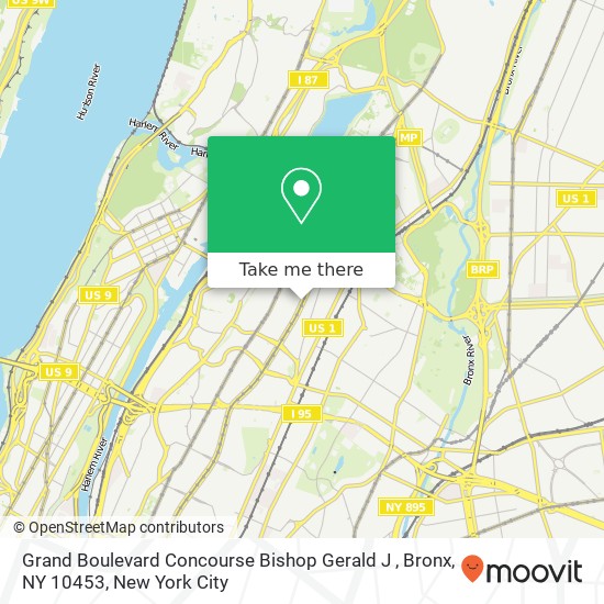 Mapa de Grand Boulevard Concourse Bishop Gerald J , Bronx, NY 10453
