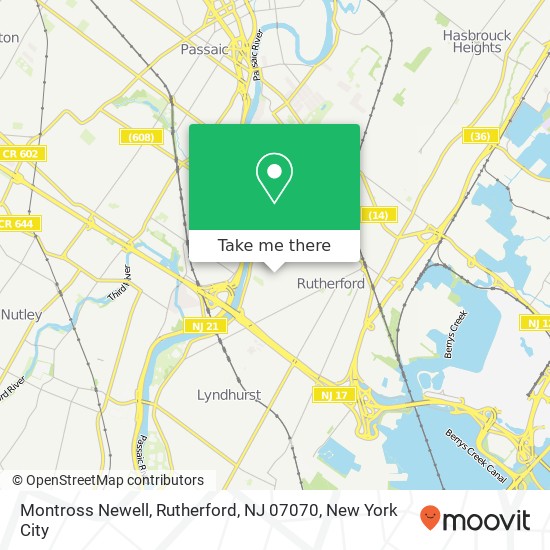 Mapa de Montross Newell, Rutherford, NJ 07070