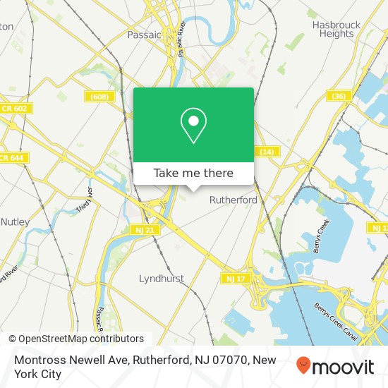 Mapa de Montross Newell Ave, Rutherford, NJ 07070