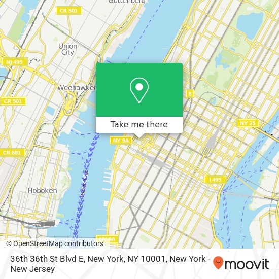 Mapa de 36th 36th St Blvd E, New York, NY 10001