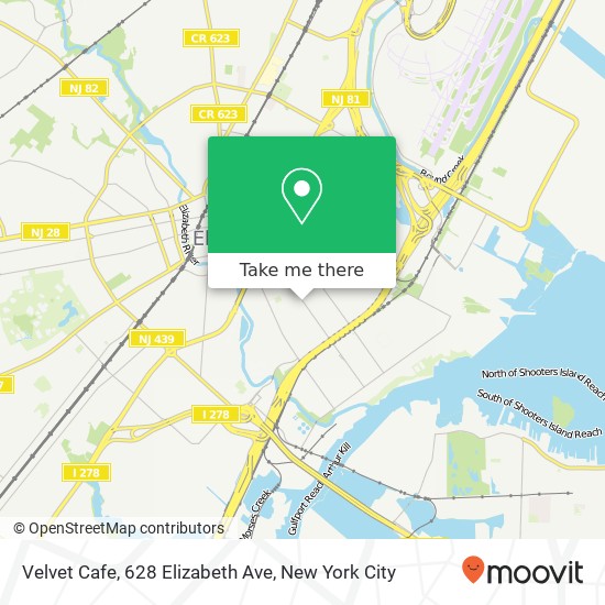 Mapa de Velvet Cafe, 628 Elizabeth Ave