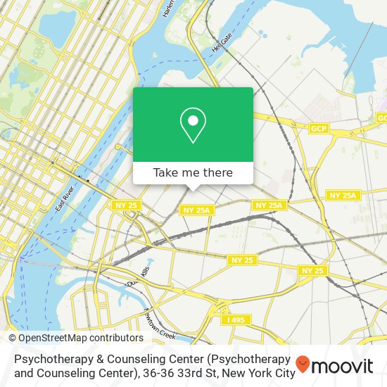 Mapa de Psychotherapy & Counseling Center (Psychotherapy and Counseling Center), 36-36 33rd St