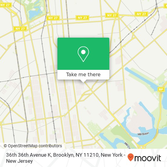 Mapa de 36th 36th Avenue K, Brooklyn, NY 11210