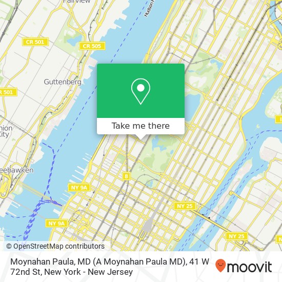 Mapa de Moynahan Paula, MD (A Moynahan Paula MD), 41 W 72nd St