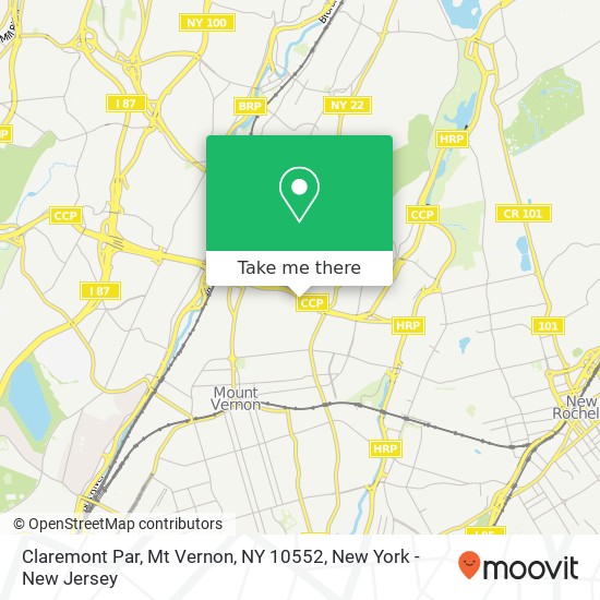 Mapa de Claremont Par, Mt Vernon, NY 10552