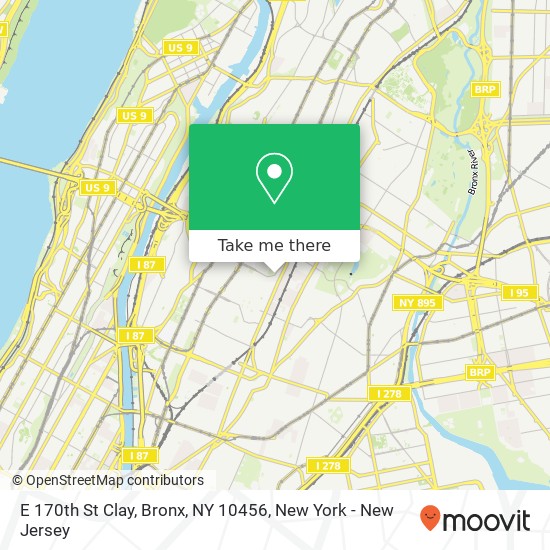 Mapa de E 170th St Clay, Bronx, NY 10456