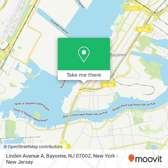 Mapa de Linden Avenue A, Bayonne, NJ 07002