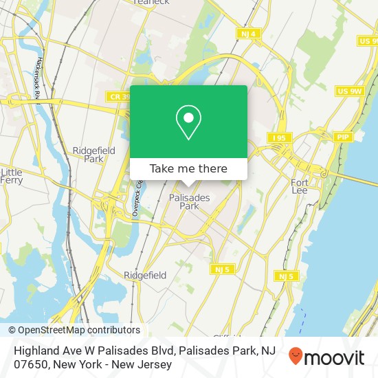 Highland Ave W Palisades Blvd, Palisades Park, NJ 07650 map