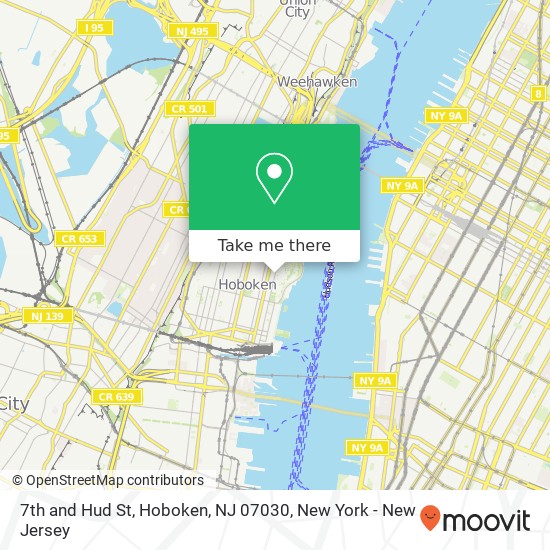 Mapa de 7th and Hud St, Hoboken, NJ 07030