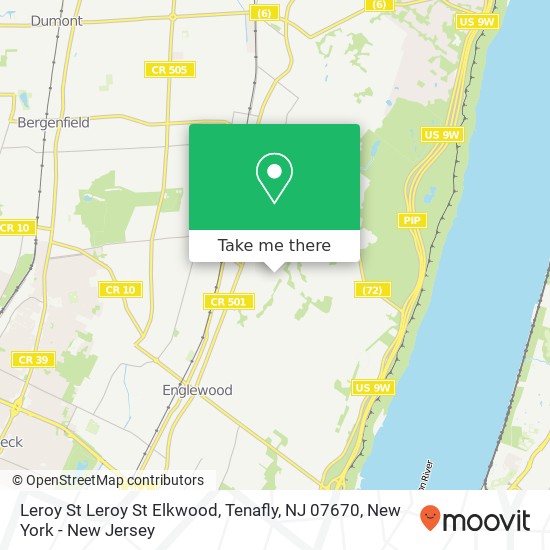 Mapa de Leroy St Leroy St Elkwood, Tenafly, NJ 07670