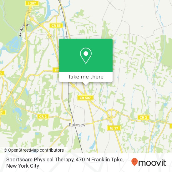 Sportscare Physical Therapy, 470 N Franklin Tpke map