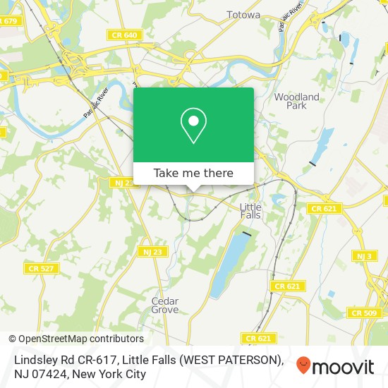 Mapa de Lindsley Rd CR-617, Little Falls (WEST PATERSON), NJ 07424