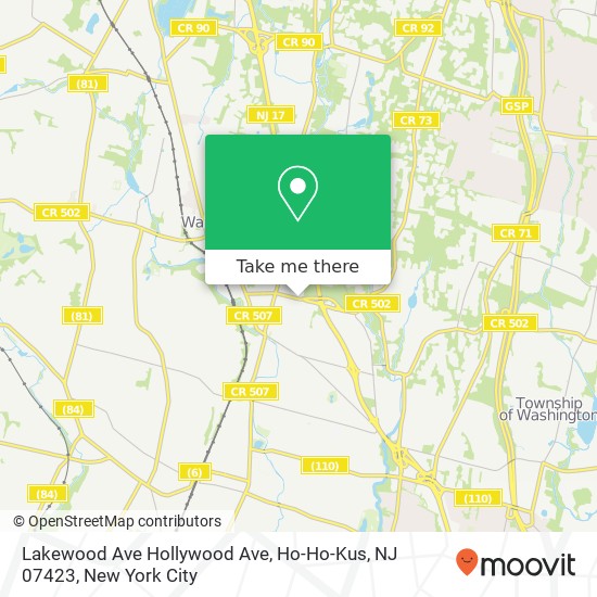 Mapa de Lakewood Ave Hollywood Ave, Ho-Ho-Kus, NJ 07423