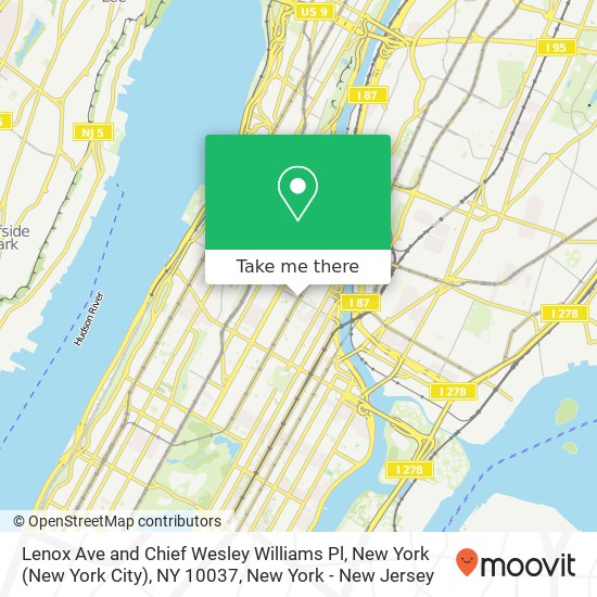 Lenox Ave and Chief Wesley Williams Pl, New York (New York City), NY 10037 map