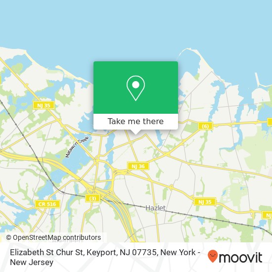 Mapa de Elizabeth St Chur St, Keyport, NJ 07735