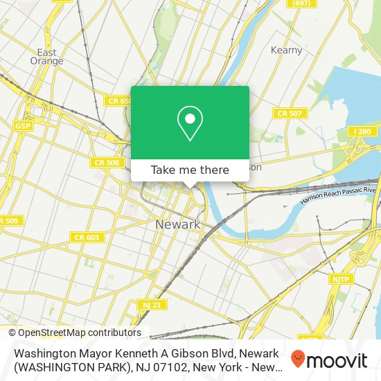 Washington Mayor Kenneth A Gibson Blvd, Newark (WASHINGTON PARK), NJ 07102 map
