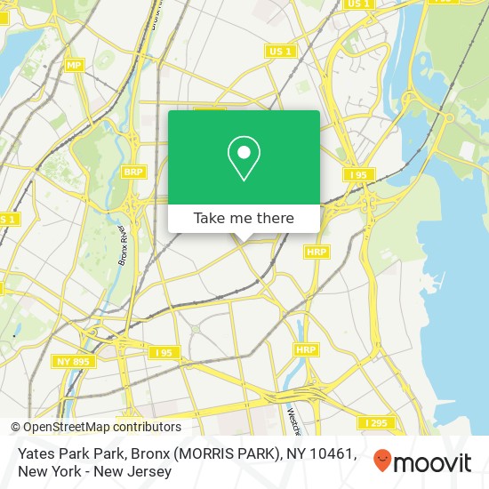 Mapa de Yates Park Park, Bronx (MORRIS PARK), NY 10461
