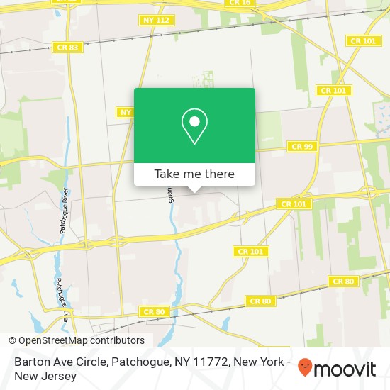 Mapa de Barton Ave Circle, Patchogue, NY 11772