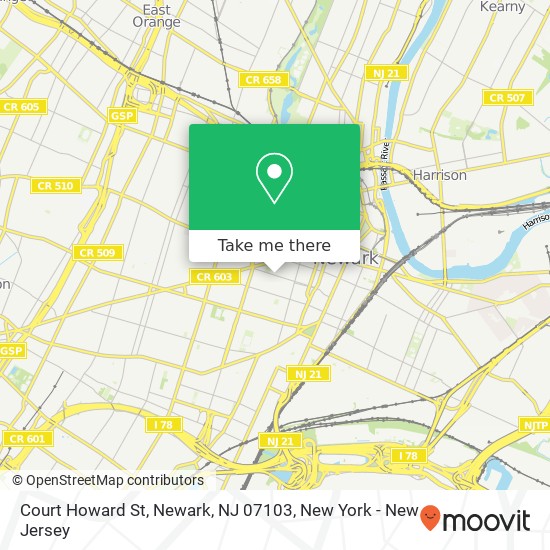 Mapa de Court Howard St, Newark, NJ 07103