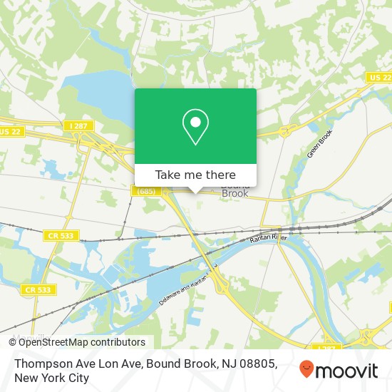 Mapa de Thompson Ave Lon Ave, Bound Brook, NJ 08805