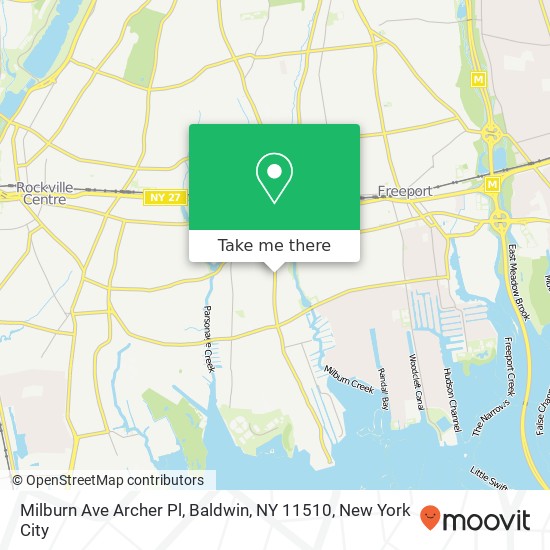 Mapa de Milburn Ave Archer Pl, Baldwin, NY 11510