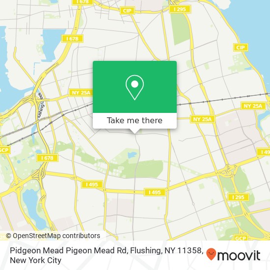 Mapa de Pidgeon Mead Pigeon Mead Rd, Flushing, NY 11358