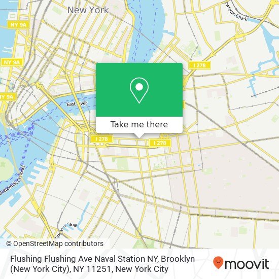 Mapa de Flushing Flushing Ave Naval Station NY, Brooklyn (New York City), NY 11251