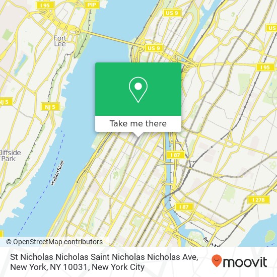 Mapa de St Nicholas Nicholas Saint Nicholas Nicholas Ave, New York, NY 10031