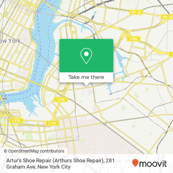 Artur's Shoe Repair (Arthurs Shoe Repair), 281 Graham Ave map