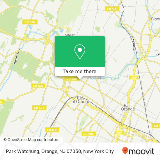 Mapa de Park Watchung, Orange, NJ 07050