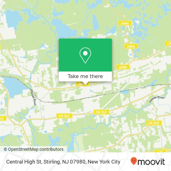 Mapa de Central High St, Stirling, NJ 07980