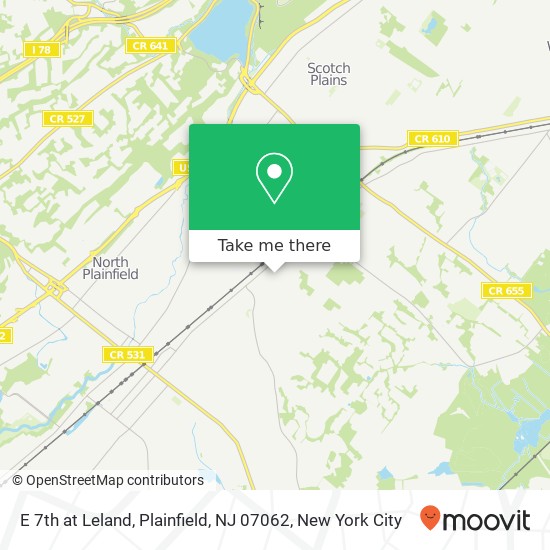 Mapa de E 7th at Leland, Plainfield, NJ 07062
