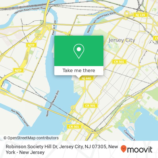Mapa de Robinson Society Hill Dr, Jersey City, NJ 07305