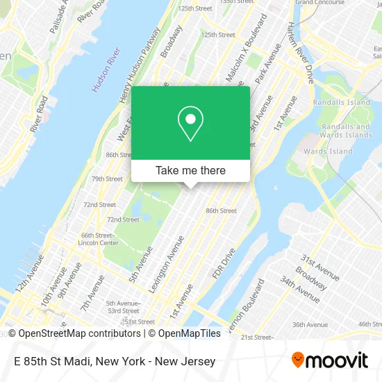 E 85th St Madi map
