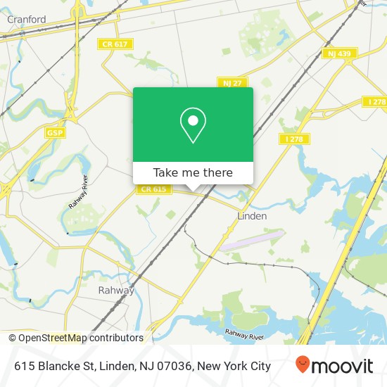 Mapa de 615 Blancke St, Linden, NJ 07036