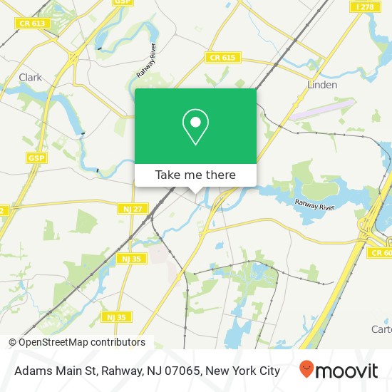 Mapa de Adams Main St, Rahway, NJ 07065