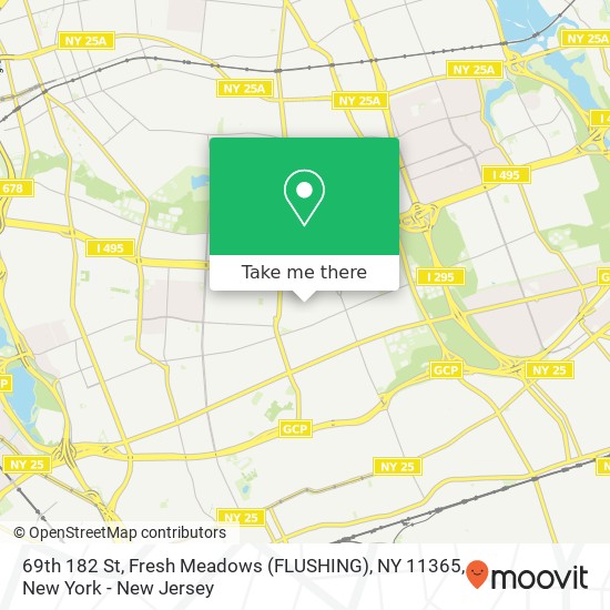 Mapa de 69th 182 St, Fresh Meadows (FLUSHING), NY 11365