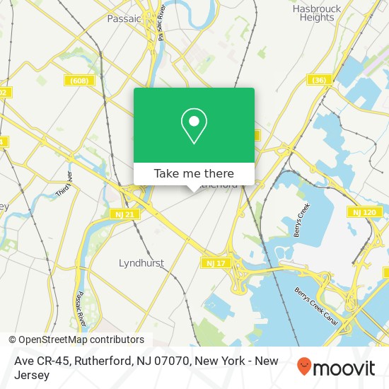 Mapa de Ave CR-45, Rutherford, NJ 07070