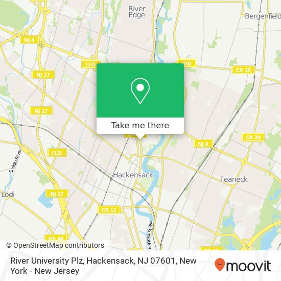 Mapa de River University Plz, Hackensack, NJ 07601