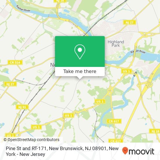 Pine St and RT-171, New Brunswick, NJ 08901 map