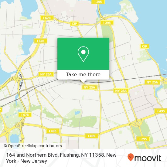 164 and Northern Blvd, Flushing, NY 11358 map