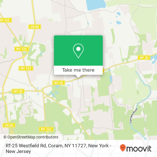 Mapa de RT-25 Westfield Rd, Coram, NY 11727