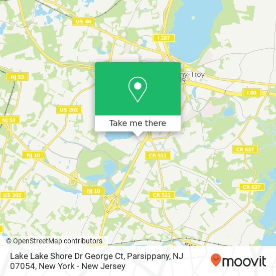 Lake Lake Shore Dr George Ct, Parsippany, NJ 07054 map