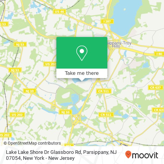 Mapa de Lake Lake Shore Dr Glassboro Rd, Parsippany, NJ 07054