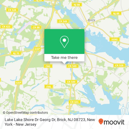 Mapa de Lake Lake Shore Dr Georg Dr, Brick, NJ 08723