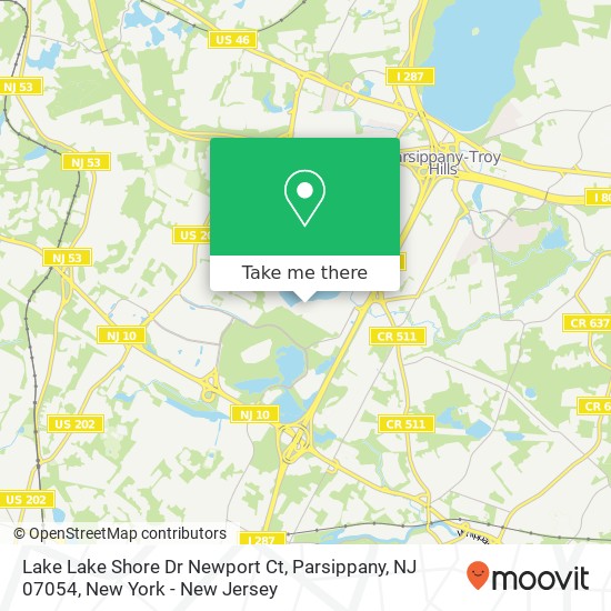 Mapa de Lake Lake Shore Dr Newport Ct, Parsippany, NJ 07054